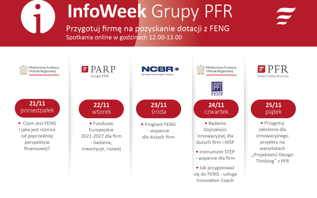 Przygotuj firmę na pozyskanie dotacji z FENG (21-25.11.2022) – InfoWeek Grupy PFR